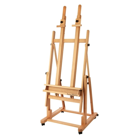 Creative Mark Saint Remy H Frame Artist Easel - Durable LightWeight Art Easel with Adjustable Angle and Wheel for Drawing and Painting - Oiled Beechwood Finish - Ideal For Artist
