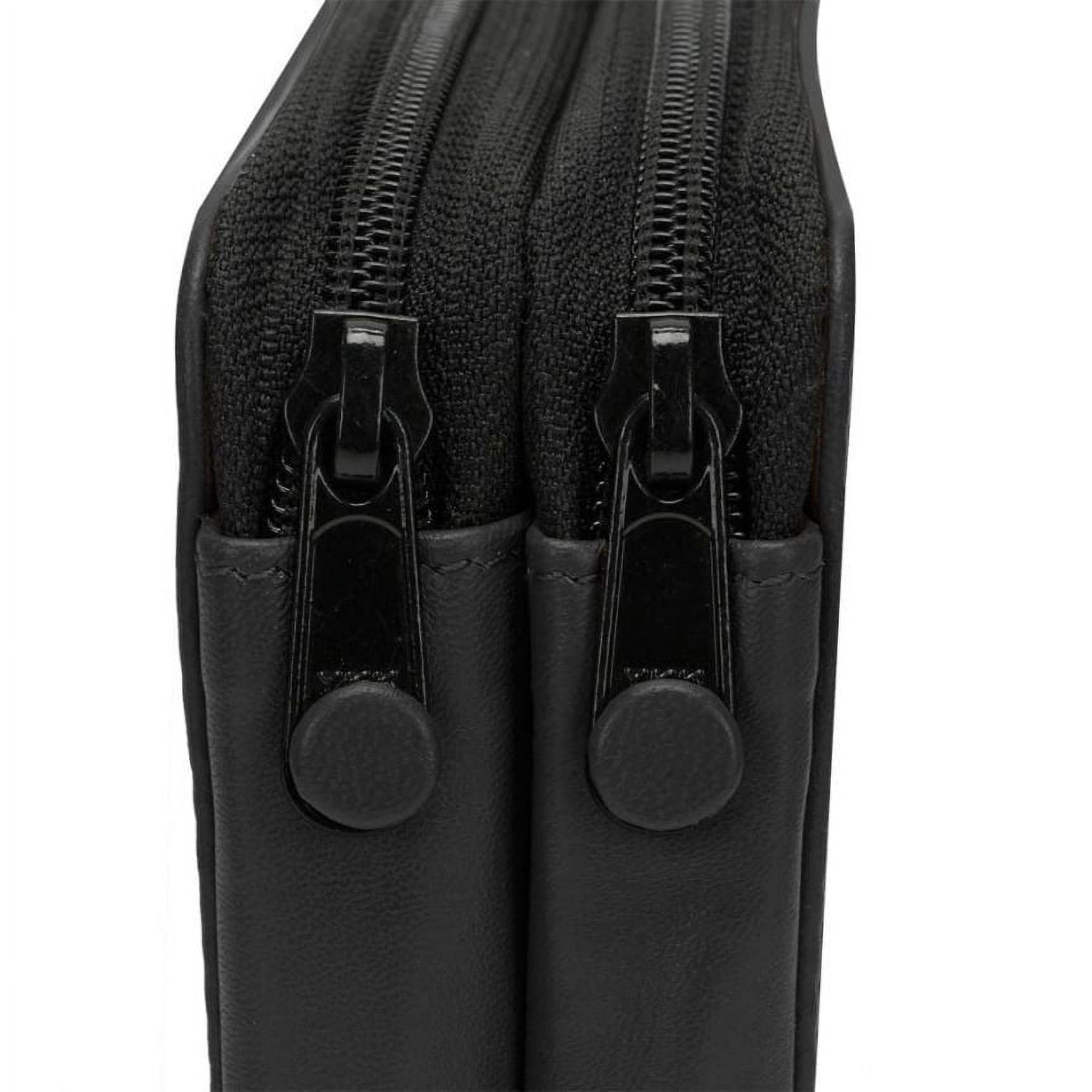 Creative Mark Soft Genuine Leather Pencil Case Holds 96 Pencil Pen Marker Makeup Brush Artist Tool Paint Brush Zippered Pouch Holder- 96 Count [Black]