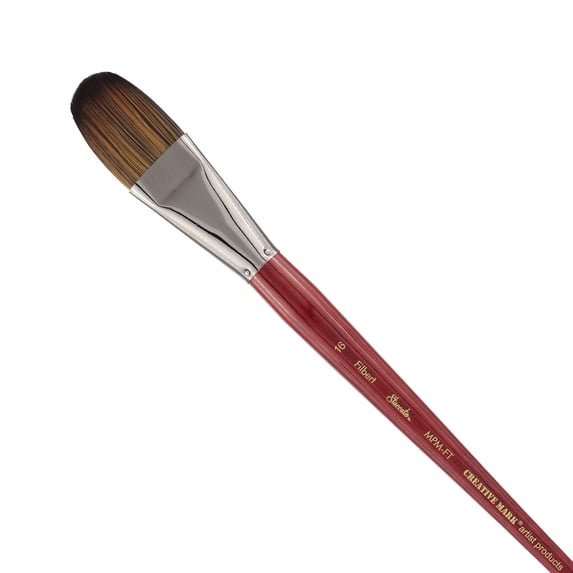 Creative Mark Staccato Artist Paintbrush - Filbert Size 16 - Synthetic Long Handled Brushes For Acrylic Paints, Handmade and Full Bodied With Springy Response