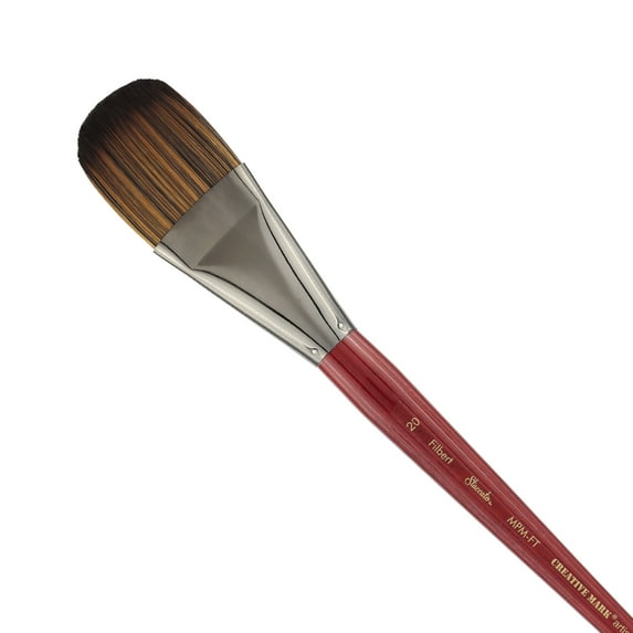Creative Mark Staccato Artist Paintbrush - Filbert Size 20 - Synthetic Long Handled Brushes For Acrylic Paints, Handmade and Full Bodied With Springy Response