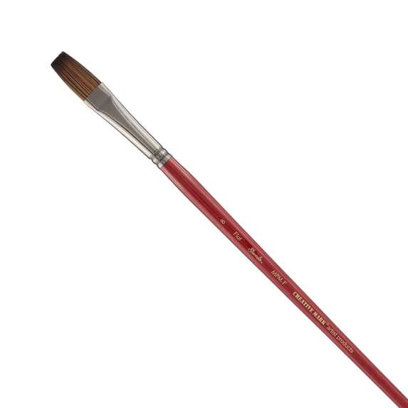 Creative Mark Staccato Artist Paintbrush - Flat Size 8 - Synthetic Long Handled Brushes For Acrylic Paints, Handmade and Full Bodied With Springy Response