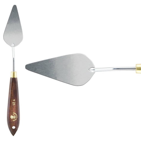 Creative Mark Stainless Steel Palette Knife Painting Tools - Paint Palette with Wooden Handle - Variety of Shapes and Sizes - 21T, 2-3/4 in