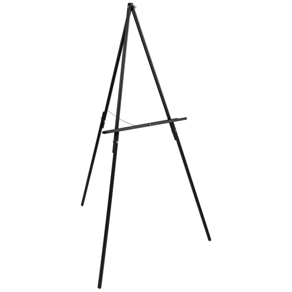 Creative Mark Thrifty Wood Tripod Display Easel Stand for Painting Single Unit- Durable Light Weight and Foldable with Adjustable Angle and Wheel - Drawing & Painting - Black Finish - Ideal For Artist