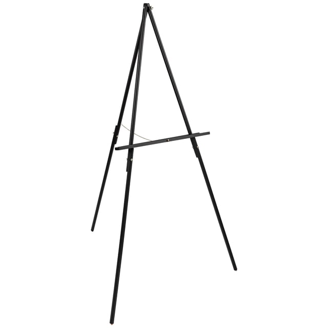Creative Mark Thrifty Wood Tripod Display Easel Stand for Painting Single Unit- Durable Light Weight and Foldable with Adjustable Angle and Wheel - Drawing & Painting - Black Finish - Ideal For Artist