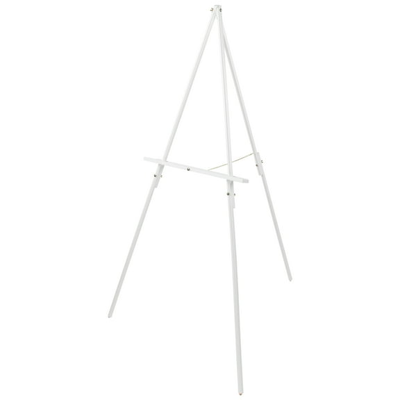 Creative Mark Thrifty Wood Tripod Display Easel Stand for Painting Single Unit- Durable Light Weight and Foldable - Adjustable Angle - Wheel for Drawing & Painting - White Finish - Ideal For Artist