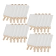 thumbnail image 1 of Creative Mark Ultra Mini White Stretched Canvas & Natural Wood Easel for SmAll Paintings - 3x3 inch [20 pack] Perfect to Paint or Displaying SmAll-scale Arts and Crafts, 1 of 6