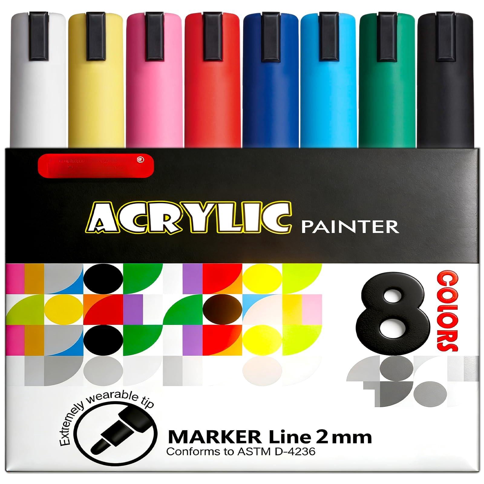Creative Markers - 3mm Replaceable Nibs 8 Colors  Large Ink Capacity Ultra-high Coverage Non-bleeding Water-based Drawing For Art Supplies Wood Fabric Rock Painting