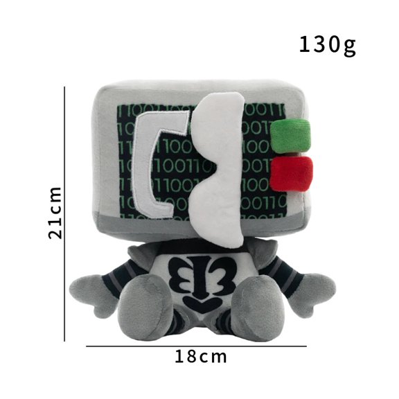 Creative Mechanical TV Head Plush Toy, Gray Code Robot Doll, 2D Peripheral Home Decoration, Gift for Friends