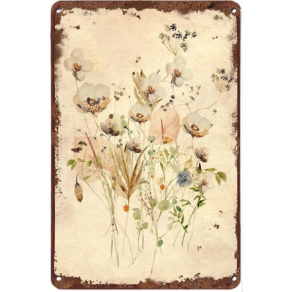 Creative Metal Tin Sign Wildlife Flower Floral Funny Tin Sign Summer Wall Decor Farmhouse Decor for Home Cafes Office Store Pubs Club Sign Plaque Metal Tin 12 X 8 INCH CF-AA101