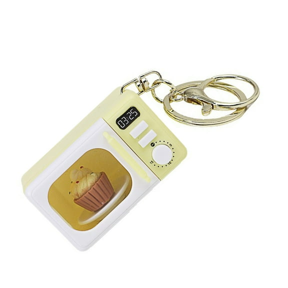 Creative Microwave Keychain Interactive Children's Toy with LED Light Sound Effects Gold Lobster Clasp for Kids Adults