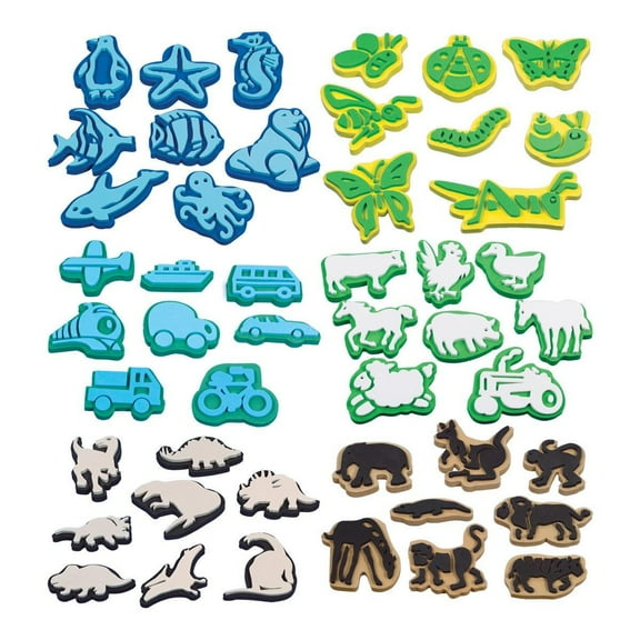 Marvel Education Company Foam Jumbo Stampers with Animals, Sealife, Insect, and Transportation - 48 Pieces