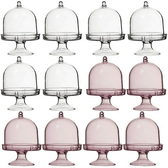 Creative Mini Cake Stand For Birthday Party Decorations, Plastic Mini Cake Box With Dome Cover, Add A Touch Of Class To Your Special Event (12 Pieces)