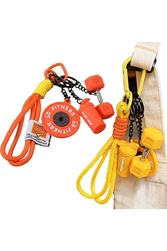 Creative Mini Gym Barbell Plate Keychain, DIY Sport Style Fitness Barbell Keychain Pendant, Keychain Accessories for Women  P