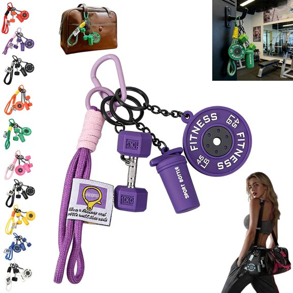 Creative Mini Gym Barbell Plate Keychain, Fitness Charms Keychain Set With Realistic Dumbbell Water Cup, the Pocket-Sized Gym Motivator, Workout Gift for Fitness Lovers