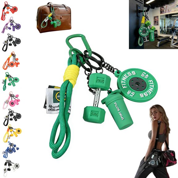 Creative Mini Gym Barbell Plate Keychain, Fitness Charms Keychain Set With Realistic Dumbbell Water Cup, the Pocket-Sized Gym Motivator, Workout Gift for Fitness Lovers