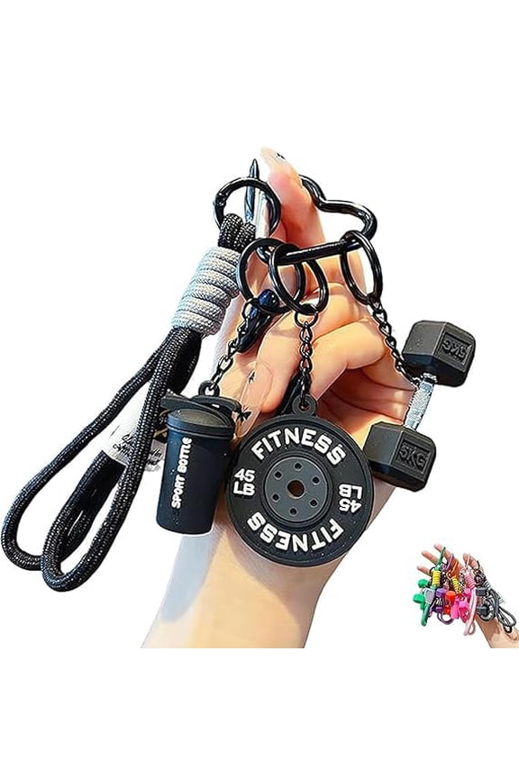 Creative Mini Gym Barbell Plate Keychain, Silicone Fitness Keychain Set With Dumbbell & Weight Plate, Fitness Gift
