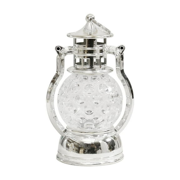 Creative Mini Oil Lamp Night Light - Vintage Style Wind Lamp with Horse Design - Decorative Desktop Light for Holidays and Home Decoration ( Silver )