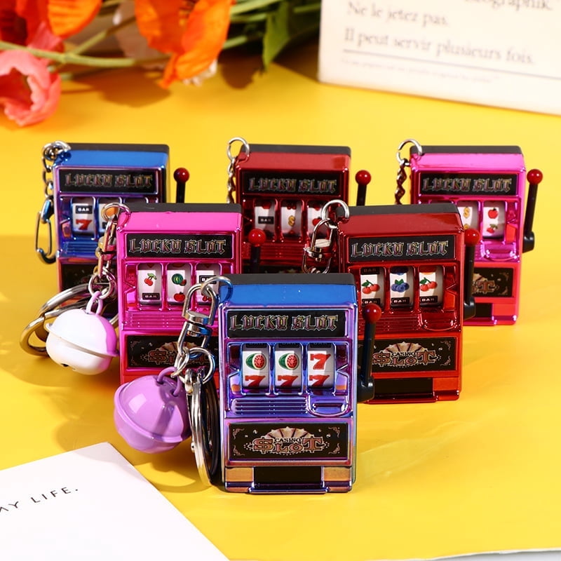 Custom Mini Slot Machine Keychains Creative Mini Slot Machine Keychain Jingle Car Keychains for Children ...