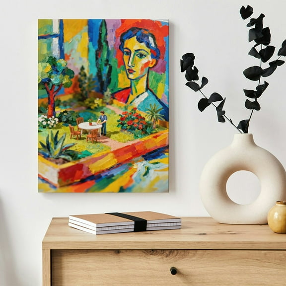 Creative Miniature Garden Oil Painting Style Figure Decor Printed Canvas Wall Art (Hidden Wooden Frame) - Art Decor for Living Room & Study