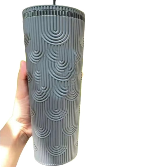 Creative Minimalist Large-capacity Fritillary Cup High Value, Colorful and Practical Double-layer Water Cup with Lid and Straw