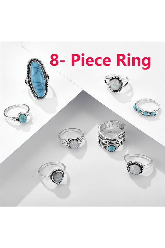 Creative Minimalist Ring Set 8-Piece Boutique Combination Rings Fashion Alloy Jewelry for Women