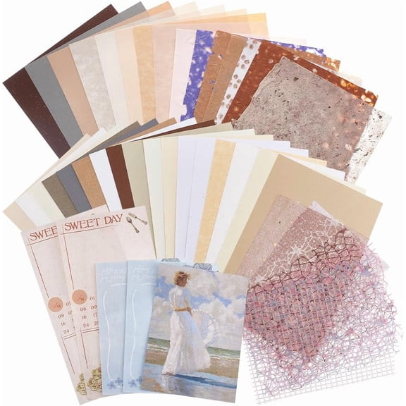 Creative Mixed Special Material Textured Paper Rectangle Scrapbooking Background Paper Pads Mixed Color 108-113x79x0.1mm 40-44 sheets/bag
