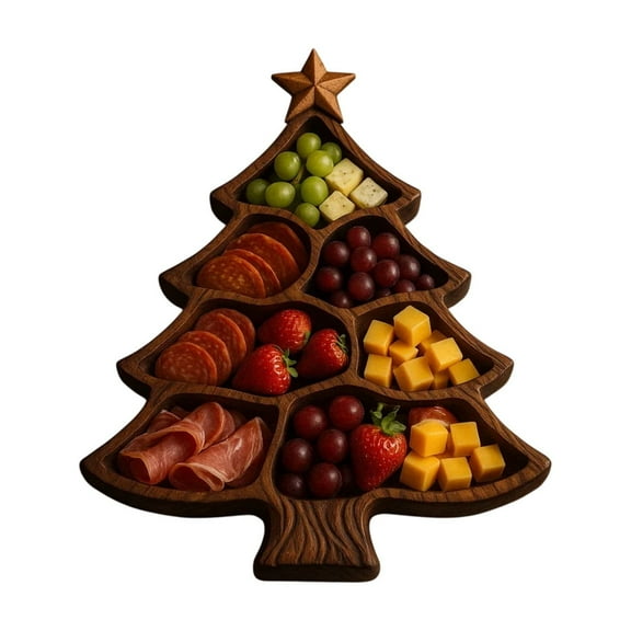 Wooden Christmas Tree Serving Tray With Multilayer Designs Dishwasher Safe Platter Charcuterie Board for Cheese