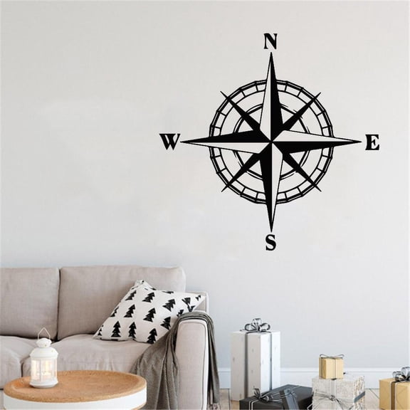 Creative Mondo Compass Wall Sticker For Bedroom Decoration Stickers Wallpaper Map of World Compass Wall decals 76x43cm