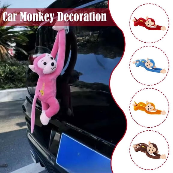 Creative Monkey Plush Toy with Long Arms - Car Rearview Mirror Hanging Ornament, Soft Pillow Cushion for Car Interior Decoration, Versatile Gift Idea