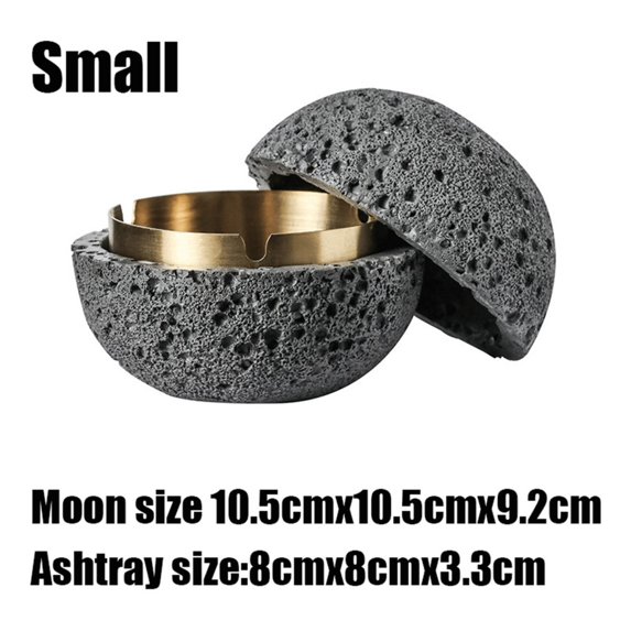 Creative Moon Cement Ashtray Anti Fly Ash with Lid Indoor Outdoor Home Office