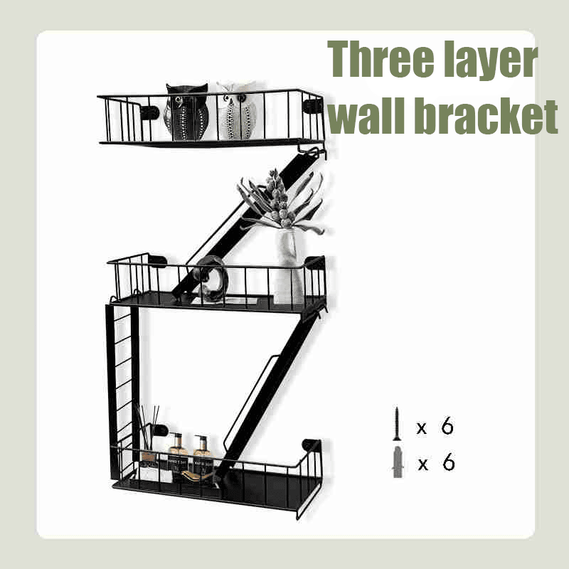 Creative Multi-Level Staircase Iron Wall Rack - Wall-Mounted Storage ...