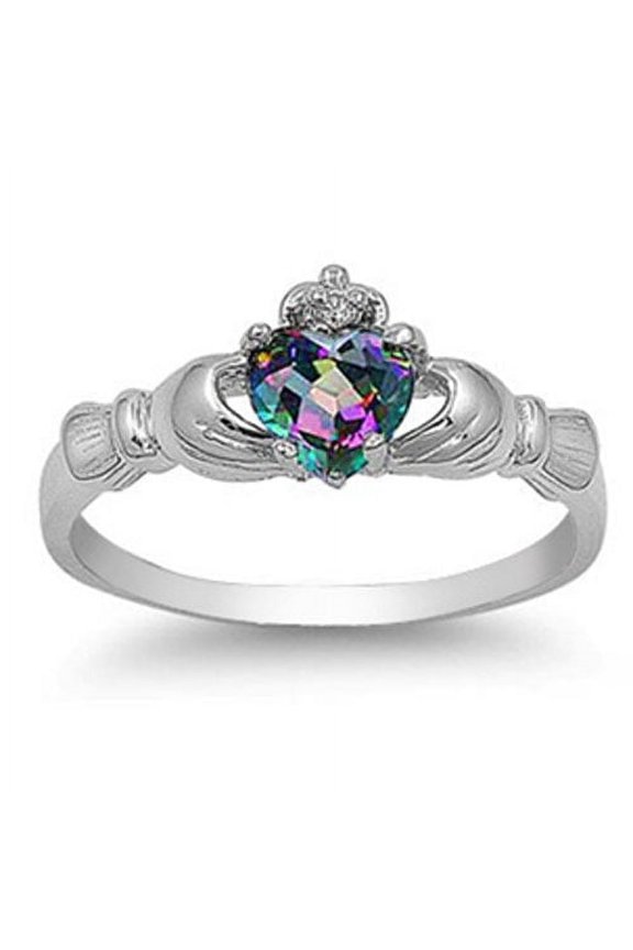 Creative Multicolor Hand Holding Heart Shaped Ladies Ring