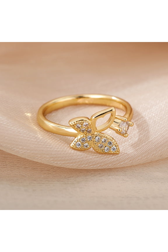 Creative New Niche Design Butterfly Bee Romantic Micro Inset Zircon Open Ring Trend Light luxury Ring woman