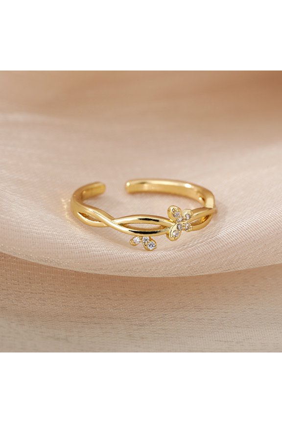 Creative New Niche Design Butterfly Bee Romantic Micro Inset Zircon Open Ring Trend Light luxury Ring woman