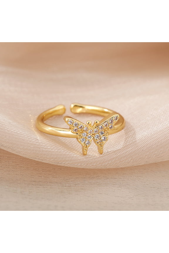 Creative New Niche Design Butterfly Bee Romantic Micro Inset Zircon Open Ring Trend Light luxury Ring woman