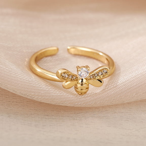 Creative New Niche Design Butterfly Bee Romantic Micro Inset Zircon Open Ring Trend Light luxury Ring woman