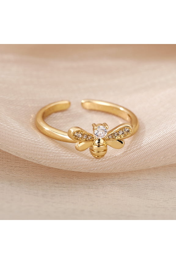 Creative New Niche Design Butterfly Bee Romantic Micro Inset Zircon Open Ring Trend Light luxury Ring woman