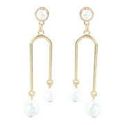 YIWULA Creative New Rules Metal Pearl Long Earrings Ladies Jewelry Gift