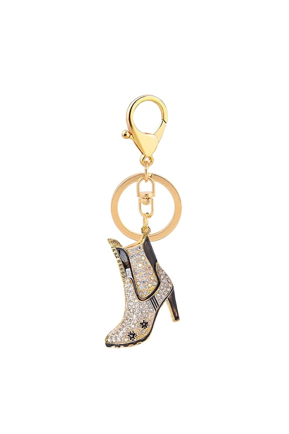 Creative New Style Diamond-Encrusted Black Boot & High Heel Keychain - Fashionable Keyring With Sparkling Diamonds, Unique Design Exquisite Craftsmanship For Car Keys And Handbags