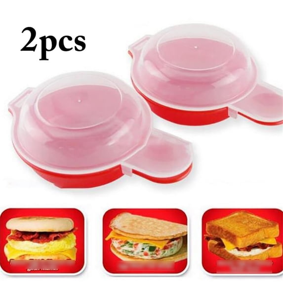 Creative Non-Stick Microwave Egg Cooker and Poacher with Lid, Kitchen Gadget for Hard Soft Boiled Eggs, Easy Breakfast Maker (2PCS)