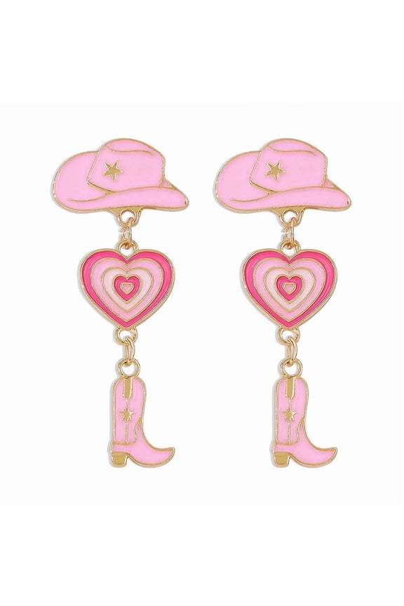 Creative Oil-Dripping Western Cowboy Style Earrings, Personalized Niche Alloy Stud Earrings, Elegant Stackable Ear Pendants