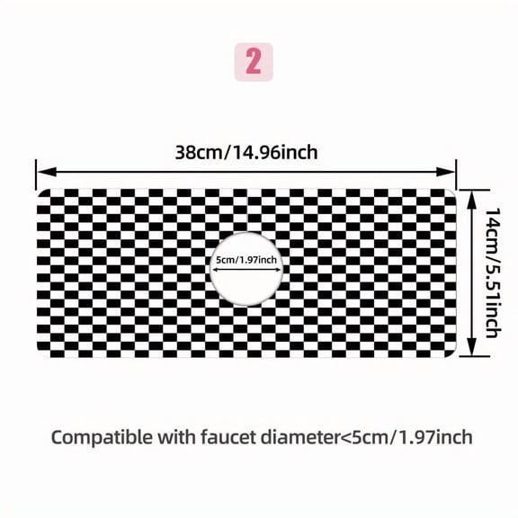 Creative Op Art Checkerboard Drainage Mat - Anti-Slip, Water Absorbent Kitchen Sink Protector