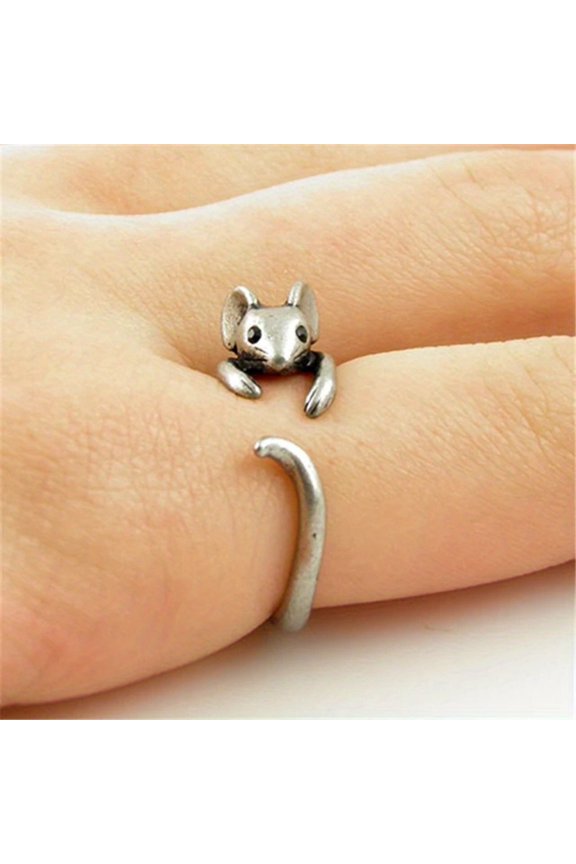 Creative Open Adjustable Mouse Animal Statement Ring Fashion Jewelry for Women