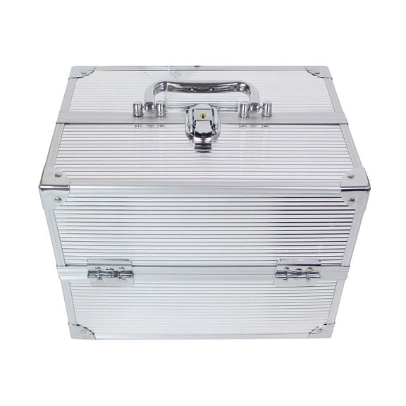 Creative Options Four Tray 11.25" Storage Case, Brushed Silver