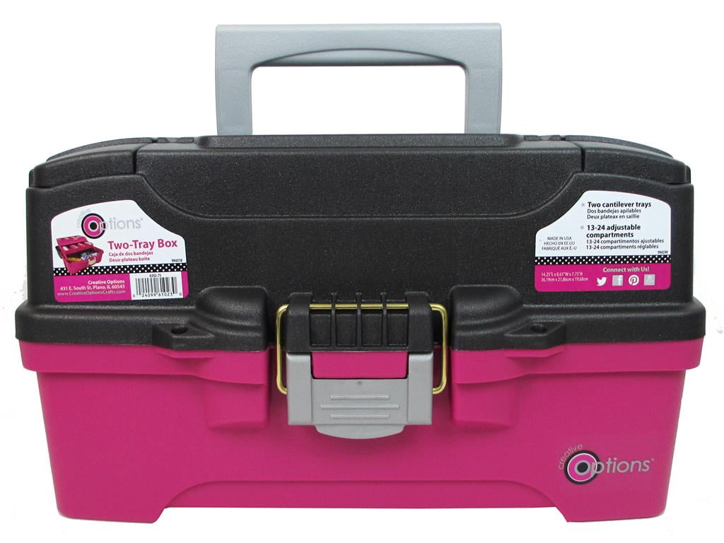 Stalwart Parts & Crafts Rack Style Tool Box with 4 Organizers - Pink