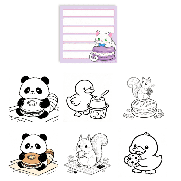 Creative Original Double-Sided Sticky Notes - 100 Pcs, Coloring + Note-Taking No-Repeat Patterns