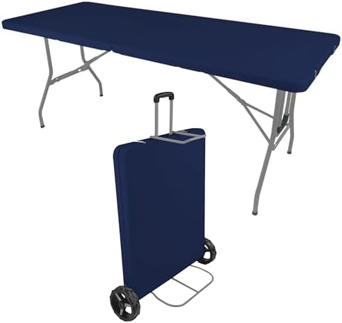 Creative Outdoor 6 Foot Folding Table, Durable Plastic, Built-in Wheels, Easy to Clean, Indoor/Outdoor Folding Table, Perfect for Camping, Picnic (Blue & Grey)$$Sport & Recreation Other