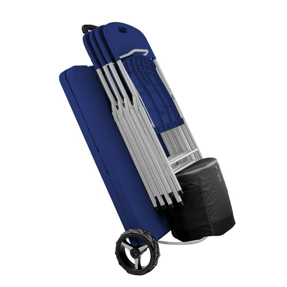 Creative Outdoor 6ft Folding Table and Chairs Set for Outdoor Events, Plastic Picnic Table with 4 Folding Chairs, Blue/Gray