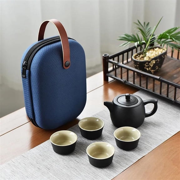 Creative Outdoor Ceramic Travel Tea Set Portable One Pot Four Cup Kung Fu Tea Pot Tea Cup Gift