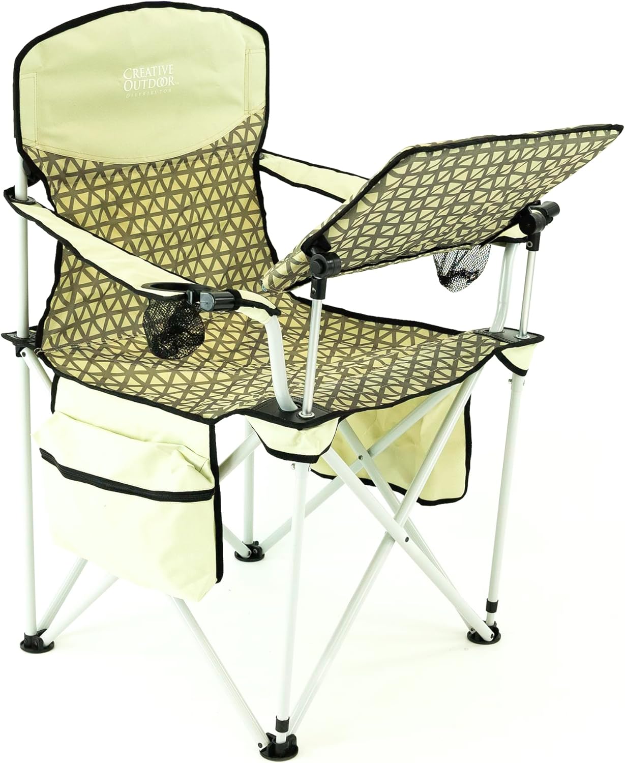 Sedia A Dondolo Pieghevole Per Esterni Creative Outdoor - Con Portabottiglie, Tasca E Frigo Rimovibile, Ocean Diamond - 2